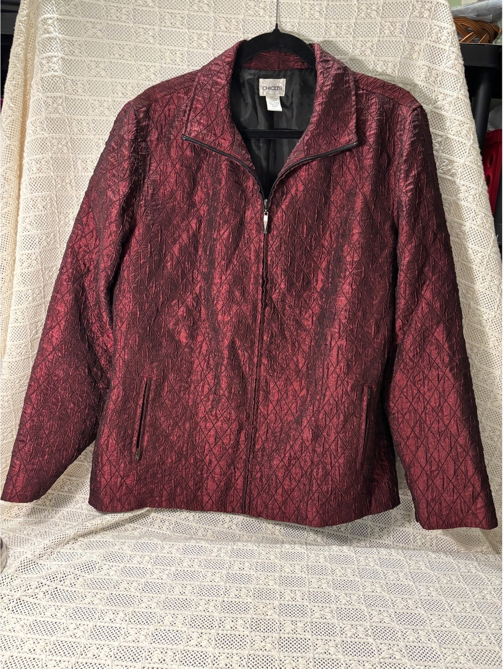 Chico's burgundy zip jacket